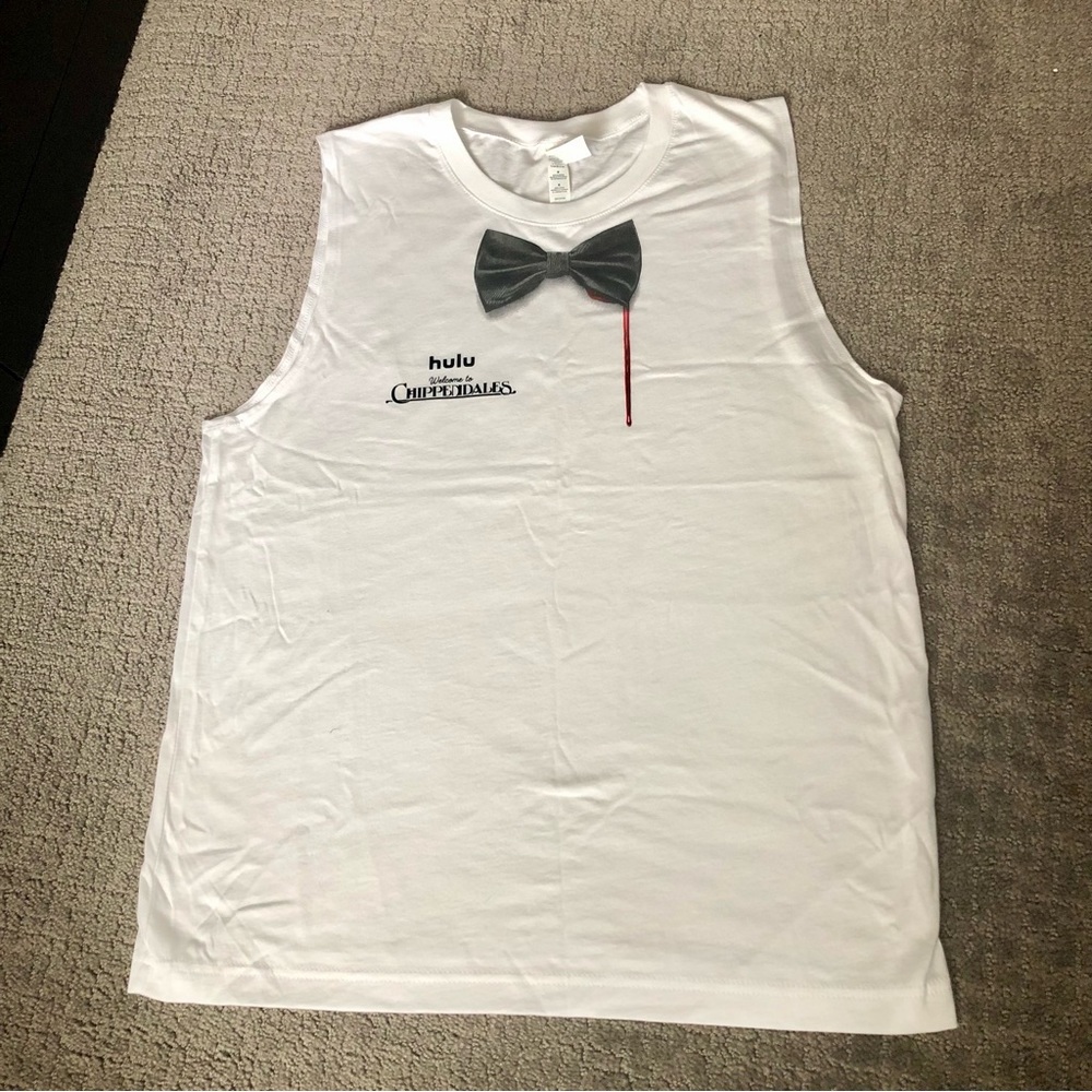 Welcome to Chippendales Hulu Men’s White Tank Top Bow Tie Print Medium NWT